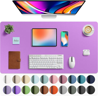 Aothia Non-Slip PU Leather Waterproof Laptop Desk Pad Protector, Blotter Mat, Writing and Mouse Pad for Office & Home, Beige, 23.6" x 13.7" - Colors B