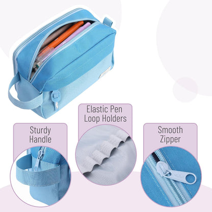 Mr. Pen- High Capacity Pencil Case, Large Pencil Pouch with 3 Compartments and 2 Pockets, Large Pencil Bag with Smooth Zipper, Cute Pencil Case Pouch Organizer, School Supplies for Teens