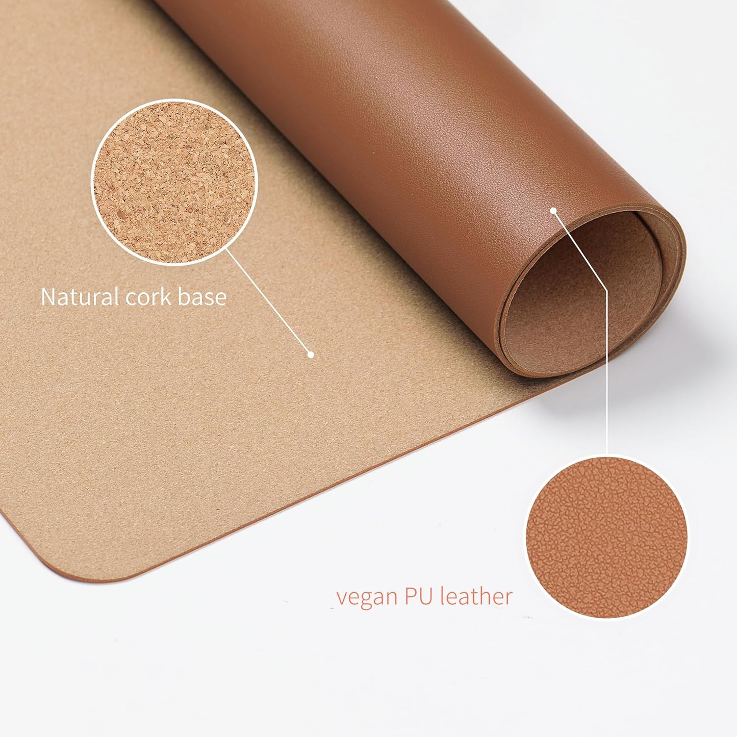 RENMTURE Desk Pad, Cork & PU Leather Desk Mat, Large Mouse pad, Non-Slip Desk Protector and Blotter, Waterproof Writing Pad, Desk Accessories and Organizers for Home Office (Light Yellow, 32"x16")