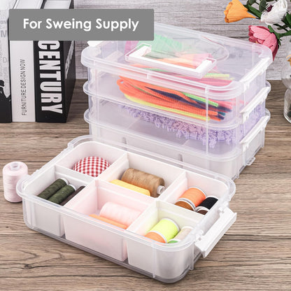 CraftGenes Art Supply Storage Organizer with 2 Removable Trays, 4-Layer 10QT Durable Craft Organizers and Storage for Sewing, Tool, Office Supplies, Art, Craft Supplies