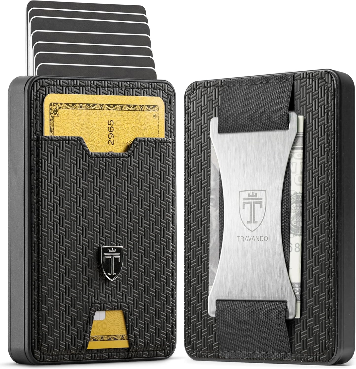 TRAVANDO Swype Slim Wallet for Men Metal RFID Blocking Mens Wallet Card Case (With AirTag* Pocket)