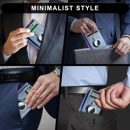 Slim Minimalist Front Pocket Air Tag Wallet, RFID Blocking Card Holder Wallet with Airtag Holder