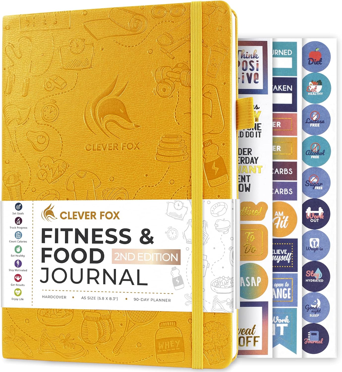 Clever Fox Fitness & Food Journal – Nutrition & Workout Planner for Women & Men – Diet & Gym Exercise Log Book with Calendars, Diet & Training Trackers - Undated, A5 Size, Hardcover (Forest Green)