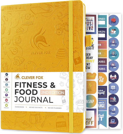 Clever Fox Fitness & Food Journal – Nutrition & Workout Planner for Women & Men – Diet & Gym Exercise Log Book with Calendars, Diet & Training Trackers - Undated, A5 Size, Hardcover (Forest Green)