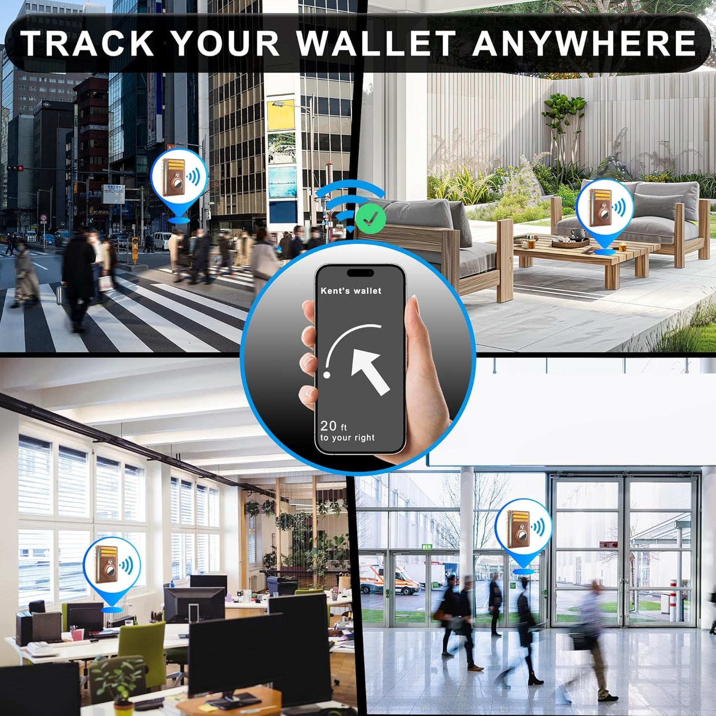 Slim Minimalist Front Pocket Air Tag Wallet, RFID Blocking Card Holder Wallet with Airtag Holder