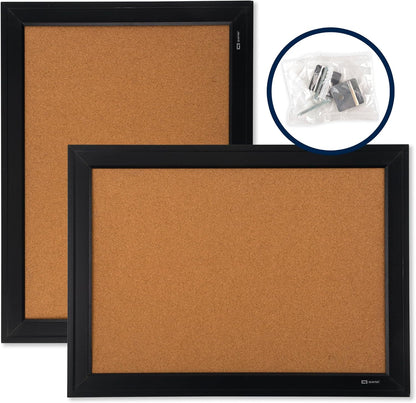 Quartet Cork Bulletin Board, Framed Corkboard, 11” x 17”, Black Frame, Message Board (79279)