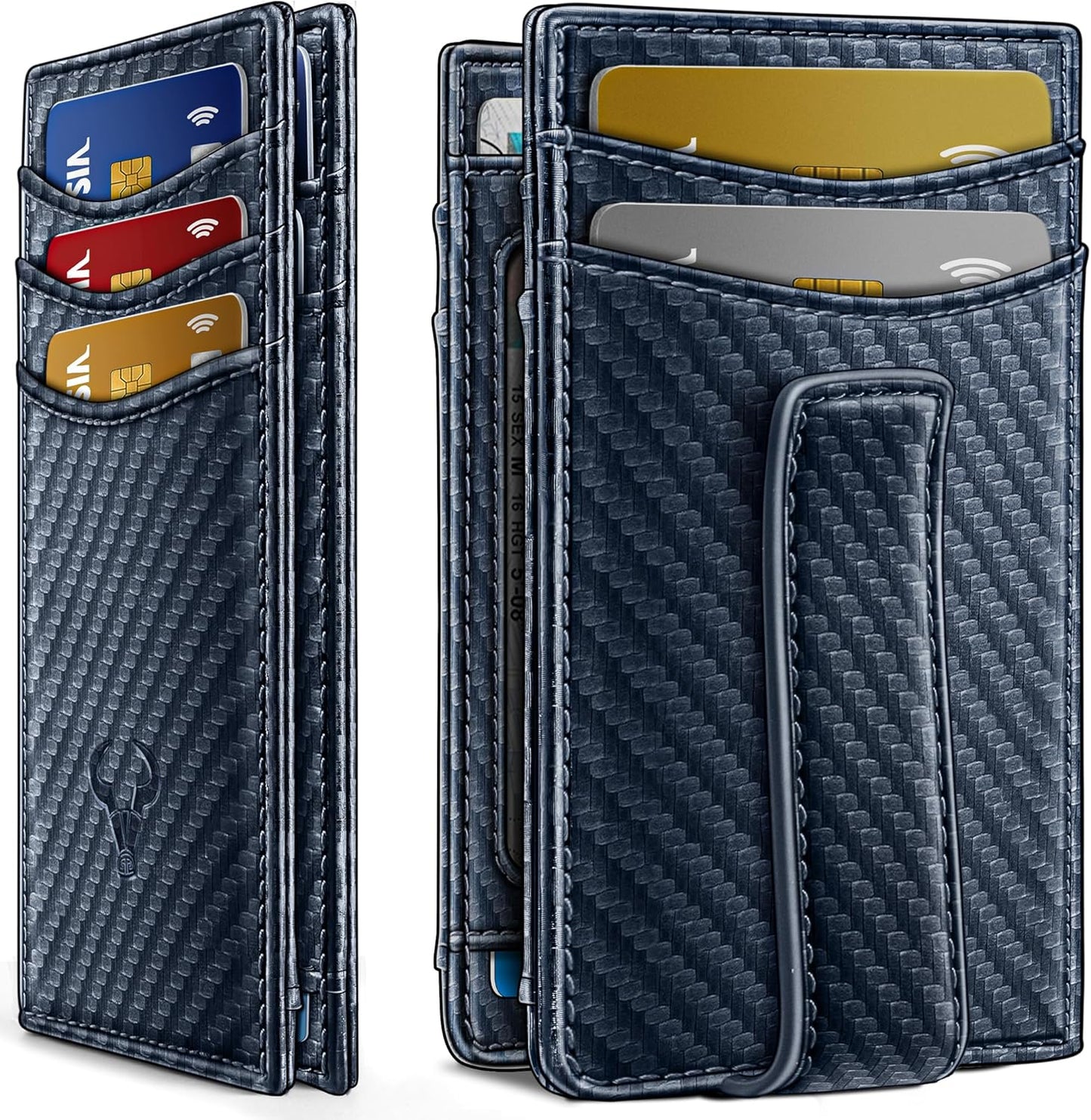 BULLIANT Men Airtag Wallet,Slim Wallet Money Clip Card Holder Magnetic Closure 12 Cards in Front Pocket RFID Blocking