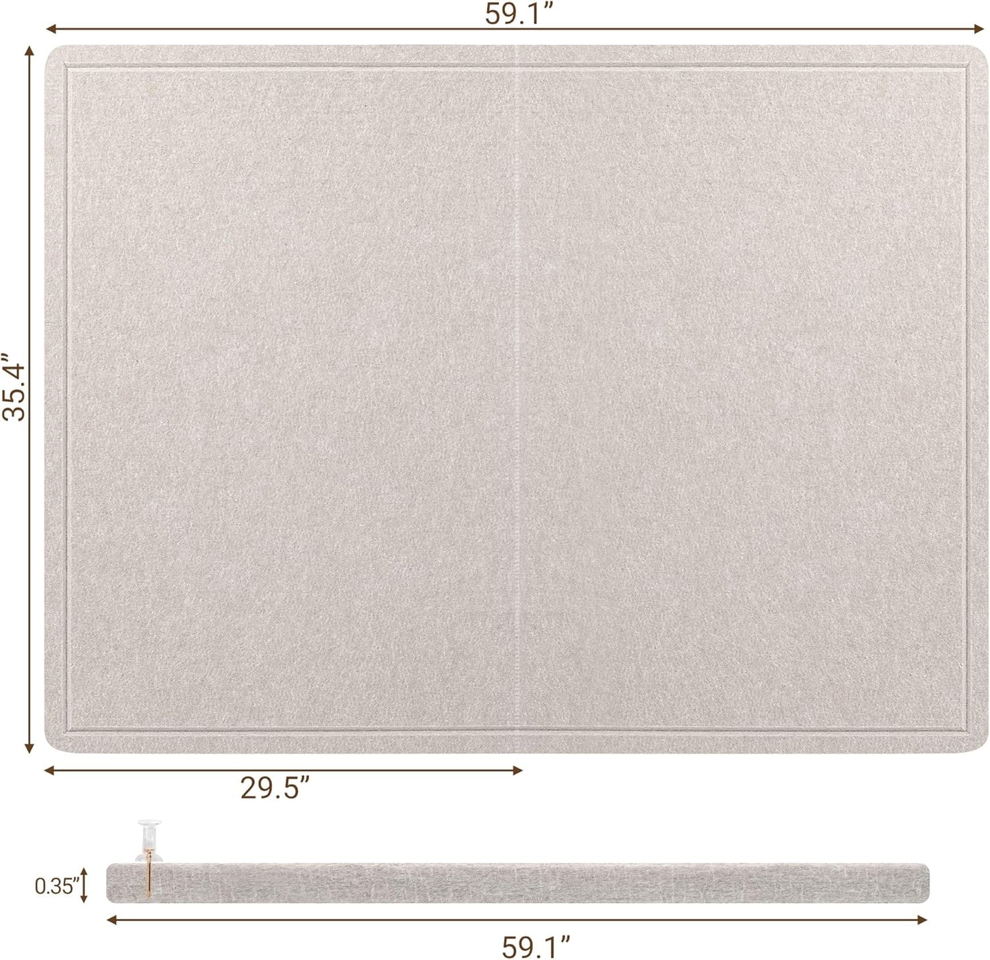 AKTOP Bulletin Board, 24" x 16" Foldable Felt Notice Pin Board for Wall, Decorative CorkBoard Photo Display Board with Self-Adhesive Tape, Vision Board Cork Board Alternative with 25 Pushpins - Latte