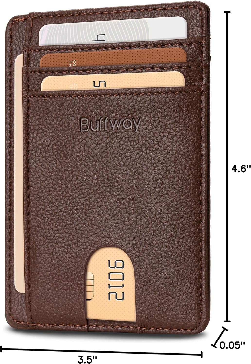 Buffway Slim Minimalist Front Pocket RFID Blocking Leather Wallets for Men and Women - Carbon Fiber Black - Colors B