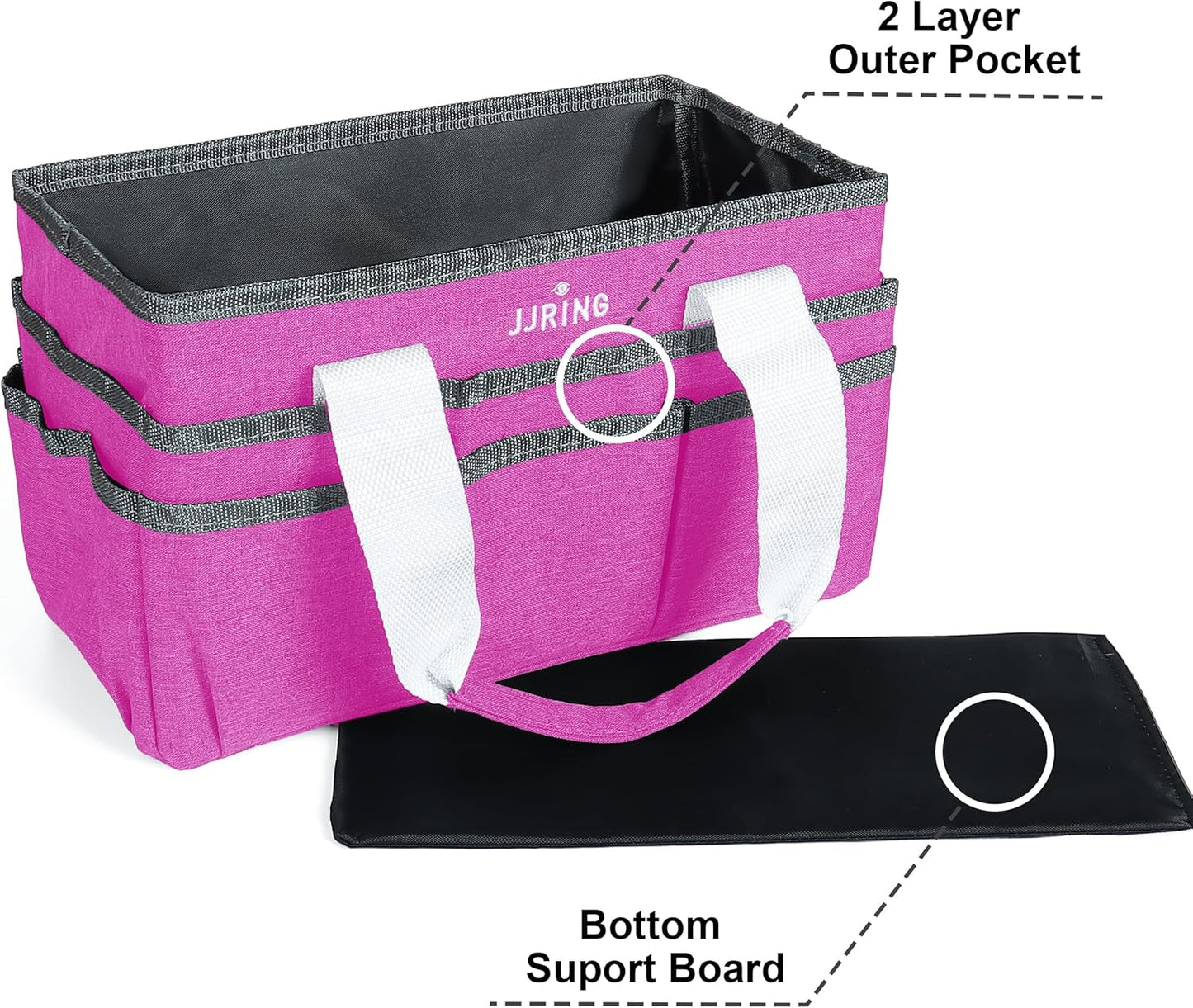 JJRING Craft Organizer Tote Bag for Art Storage, Caddy with Multiple Pockets, Bluish Green Sewing Bag for Scrapbooking, School, Medical, and Office Supplies