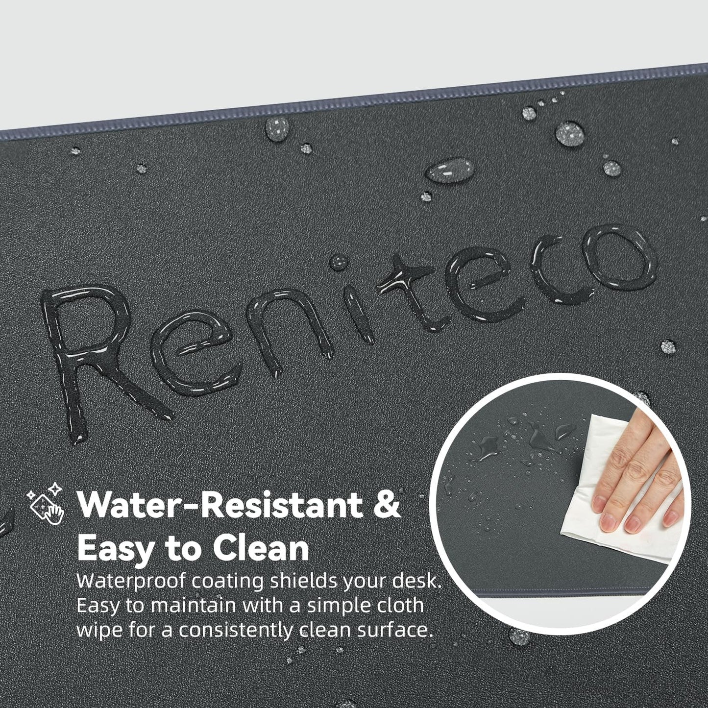 Reniteco Waterproof Large Gaming Mouse Pad with Durable Stitched Edges, Non-Slip Rubber Base, Grainy Jacquard Mouse Mat Desk Pad for Home Office Gaming, 31.5''x11.8''x0.12'', Matte Beige