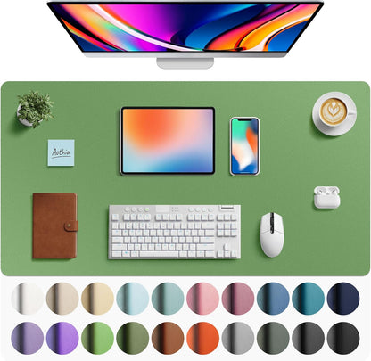 Aothia Leather Desk Pad Protector, Mouse Pad, Office Desk Mat, Non-Slip PU Leather Desk Blotter, Laptop Desk Pad, Waterproof Desk Writing Pad for Office and Home (Brown,23.6" x 13.7") - Colors B