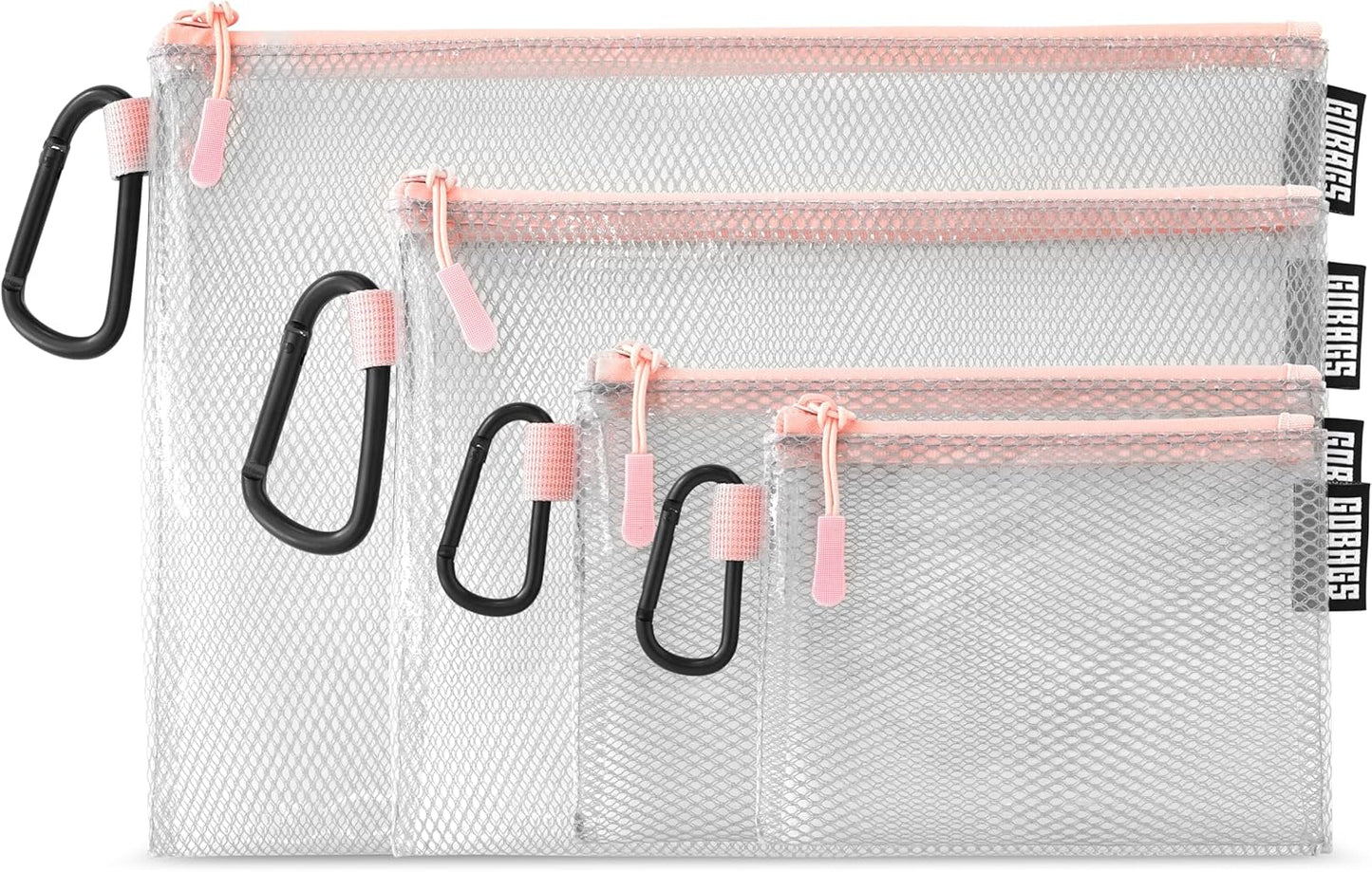 GOBAGS Air Production Multi‑Size Clear Zipper Pouch (4‑Pack) – Cable Organizer & Travel Gear Bag for Electronics, Camera Accessories, Tool Pouch & Small Tech Storage