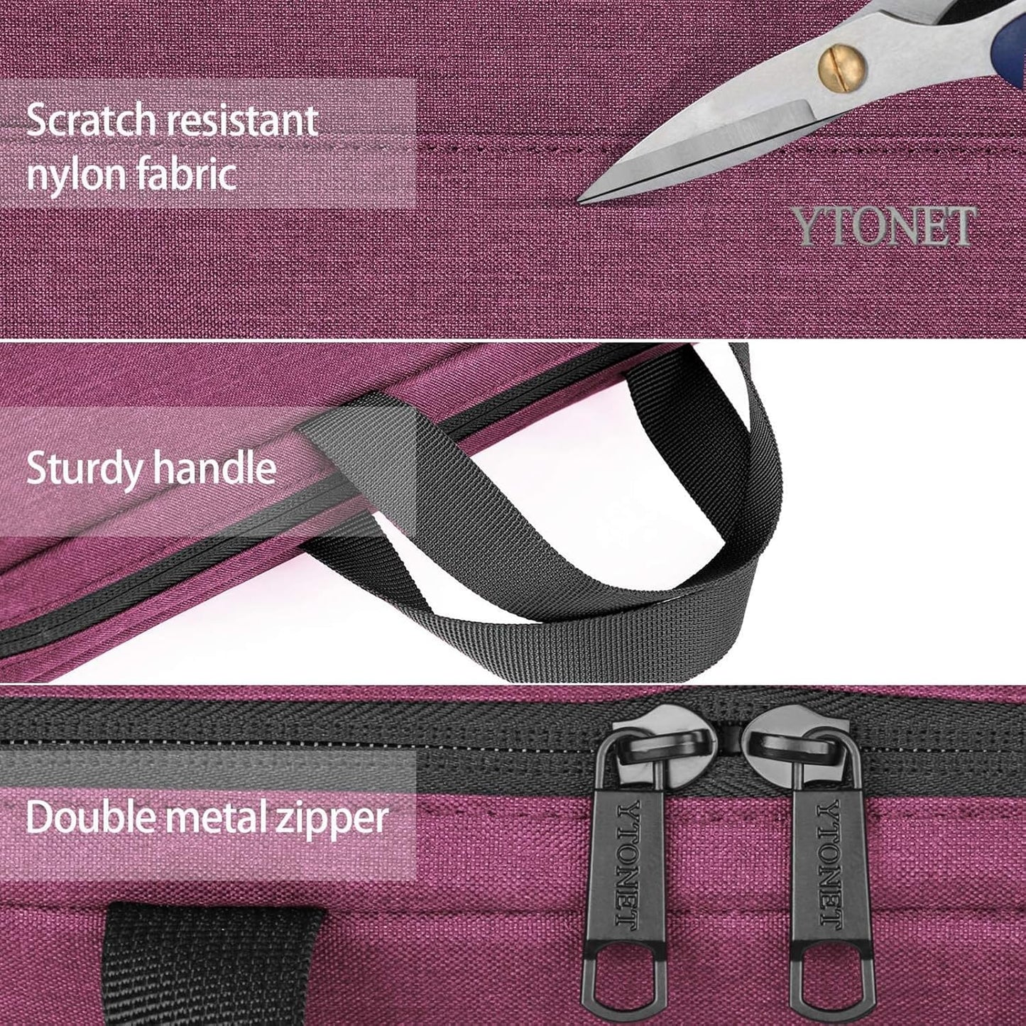 Ytonet Laptop Case, 15.6 inch TSA Laptop Sleeve Computer Bag Water Resistant Computer Case Carrying Cover Compatible for Lenovo, HP, Dell, Asus Notebook, Gifts for Men Women, Grey
