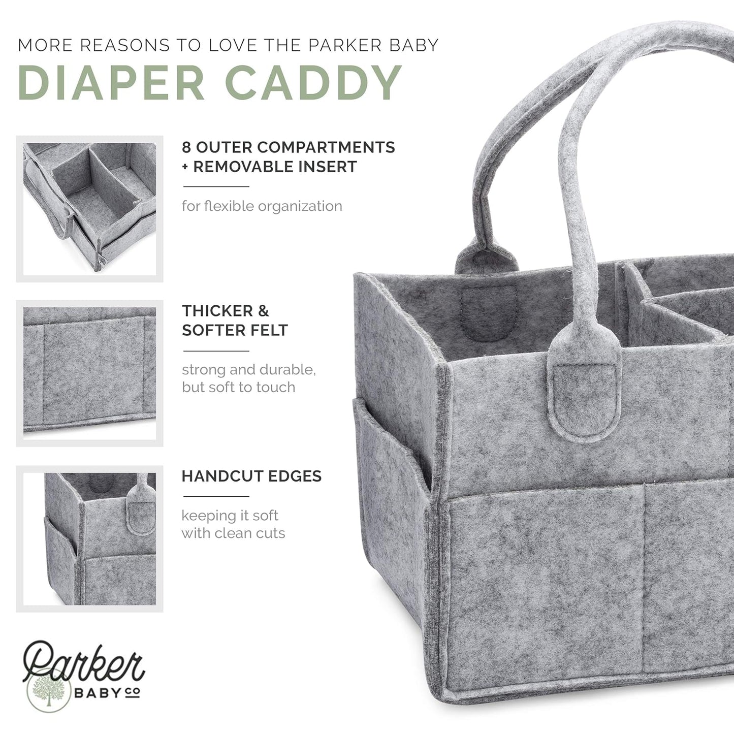 Parker Baby Diaper Caddy - Nursery Storage Bin and Car Organizer for Diapers and Baby Wipes - Oatmeal, Regular