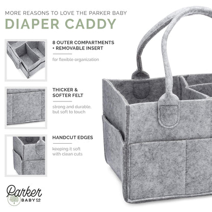 Parker Baby Diaper Caddy - Nursery Storage Bin and Car Organizer for Diapers and Baby Wipes - Oatmeal, Regular