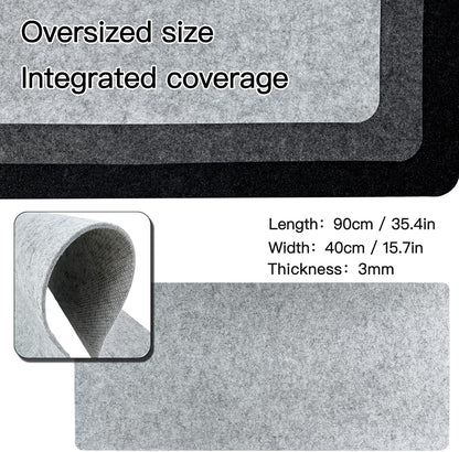 Large Felt Desk Mat, 35.4"x15.4" Felt Desk Pad - Non-Slip Keyboard Mat & Mouse Pad for Office and Gaming, Water Resistant Desktop Protector for Computer, Home, Work (Black Gray)