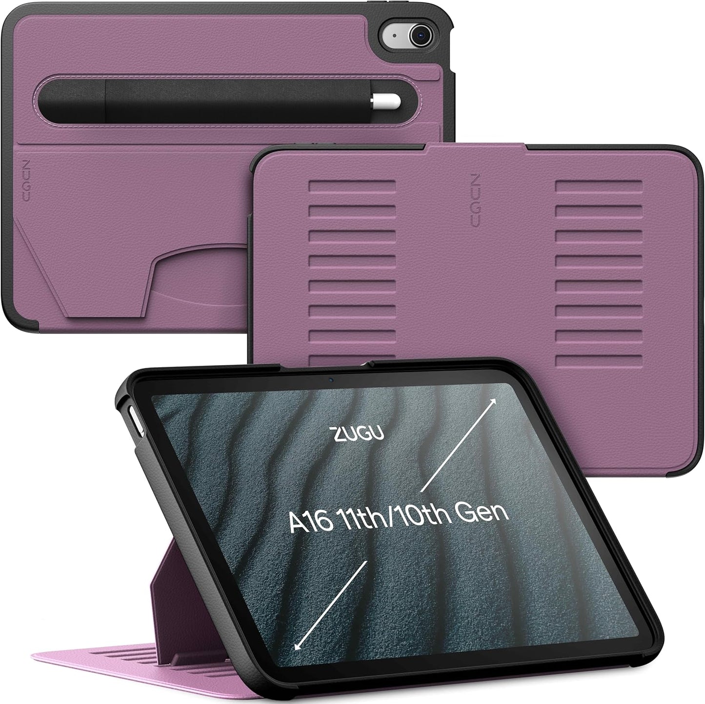 ZUGU CASE for iPad A16 11th Generation 11 Inch (2025), 10th Gen 10.9 Inch (2022) Magnetic Stand & Sleep/Wake Cover, Model #s A3354, A3355, A3356, A2696, A2757, A2777, Stealth Black