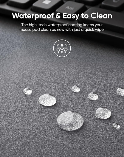 Reniteco Waterproof Large Gaming Mouse Pad with Durable Stitched Edges, Non-Slip Rubber Base, Grainy Jacquard Mouse Mat Desk Pad for Home Office Gaming, 31.5''x11.8''x0.12'', Matte Beige