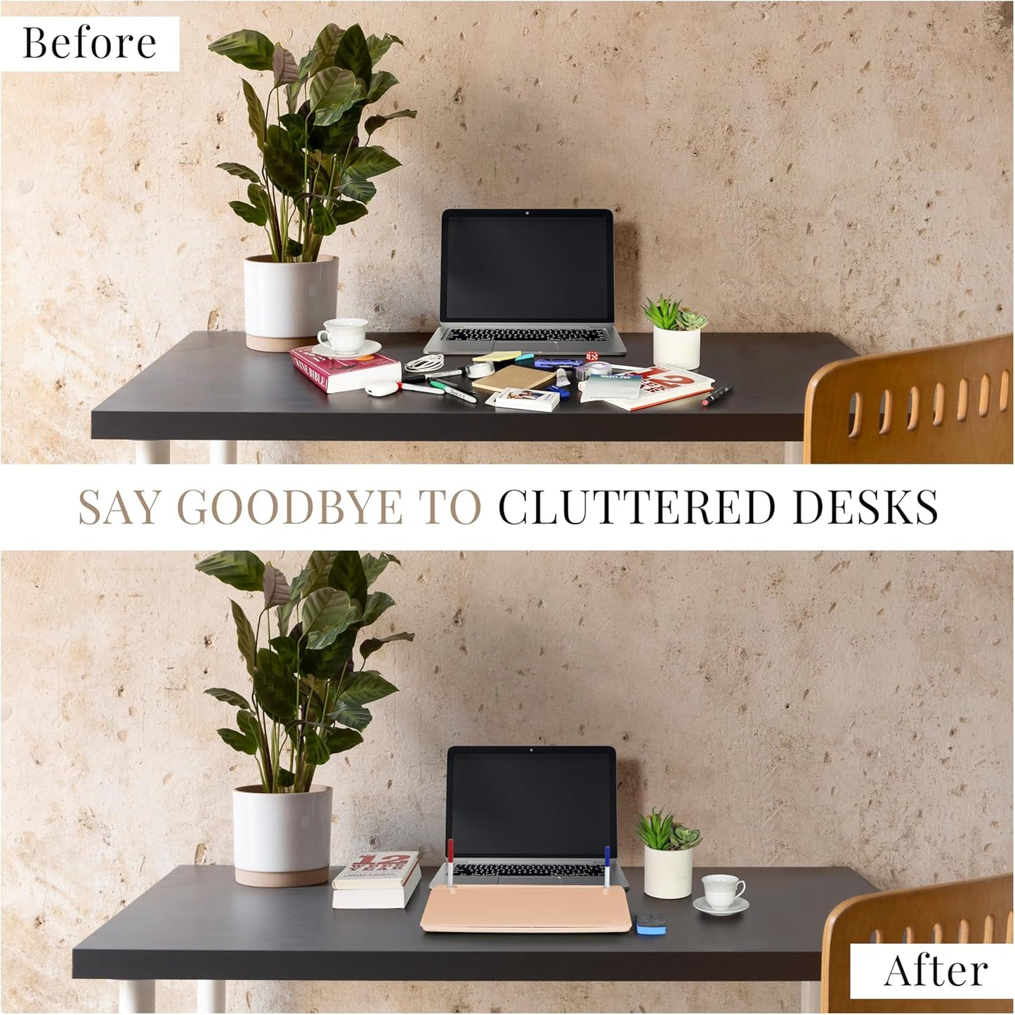 Birch Small Desktop Glass Whiteboard & Magnetic Calendar – Dry Erase Desk Pad Keyboard Stand with Storage, Adjustable Dividers, 3 Markers & Eraser – Office, Home & School (Moss)