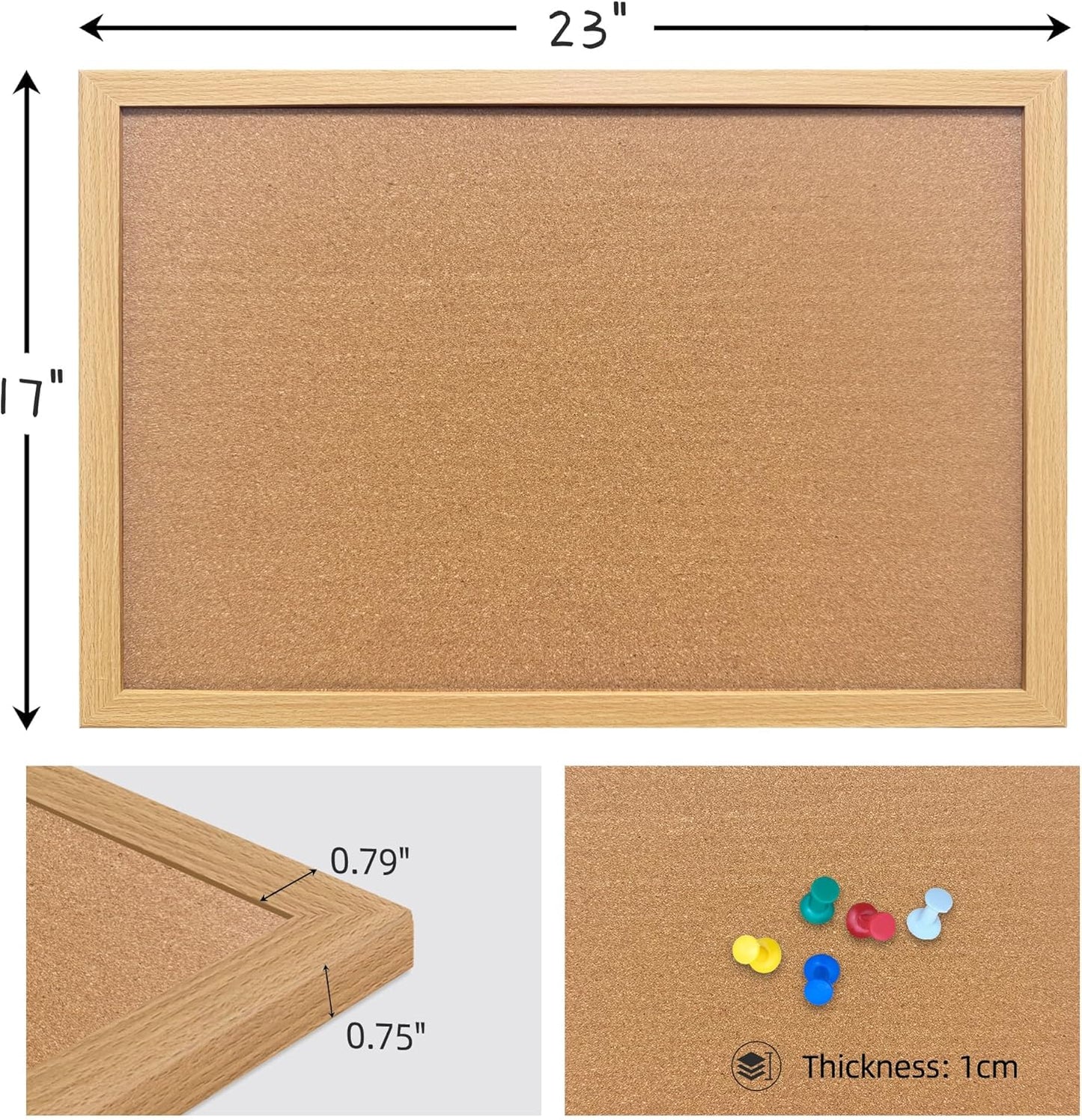 Cork Bulletin Board, 11x14 Inches Hanging Cork Board Wooden Framed with Pins for Wall, Dorm Room, Office, Home Decor – Natural Cork & Black Frame