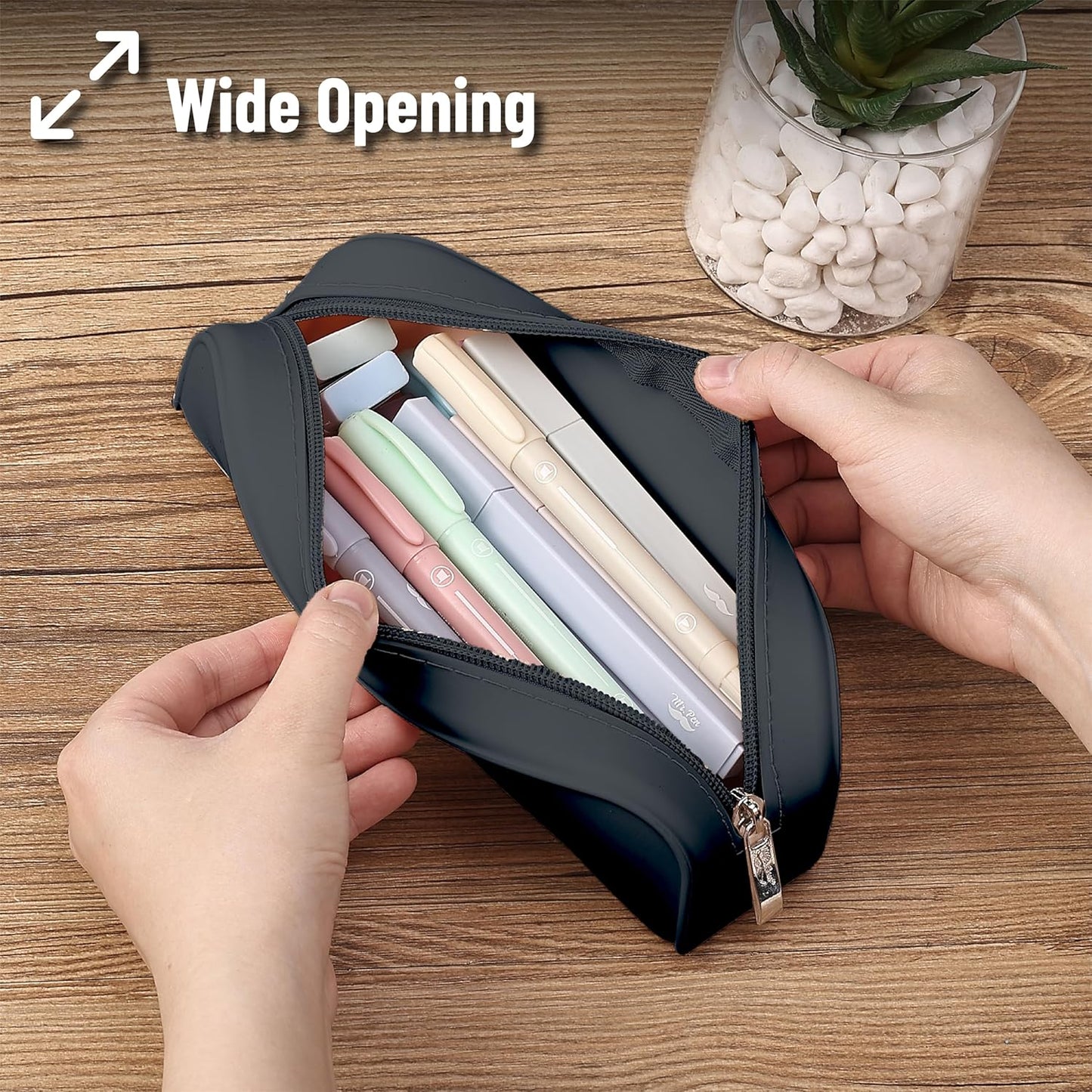 Mr. Pen- Silicone Pencil Case, Aesthetic Pencil Bag for Women, Makeup Pouch, Multifunctional Pouch for Stationery, Cosmetics and Electrical Goods Storage