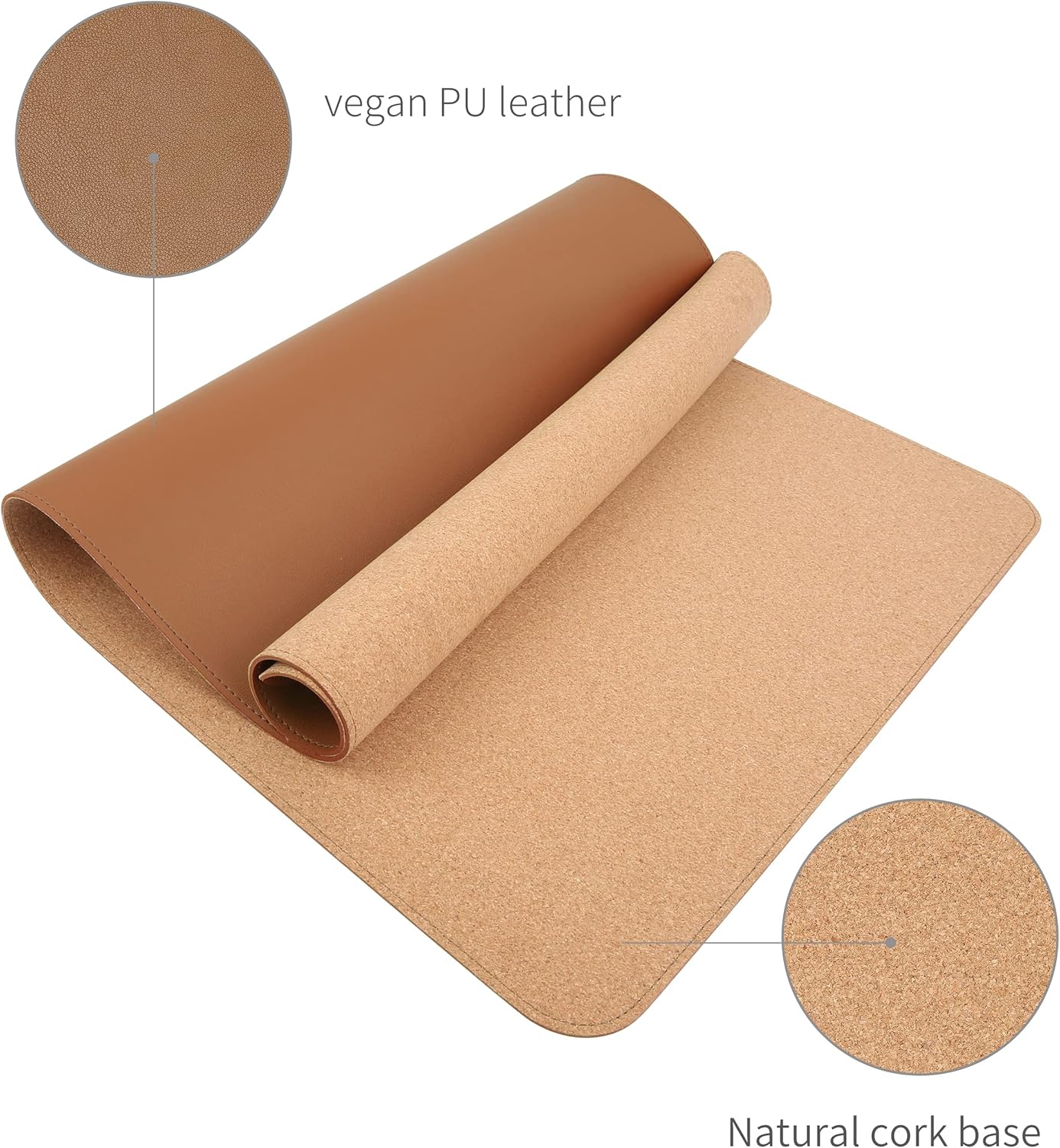 RENMTURE Dual-Sided Mouse Pad, Natural Cork & PU Leather Large Desk Pad for Office and Home Work, Desk Protector Non-Slip, Waterproof, Easy Clean (Olive Green, 32"x16")