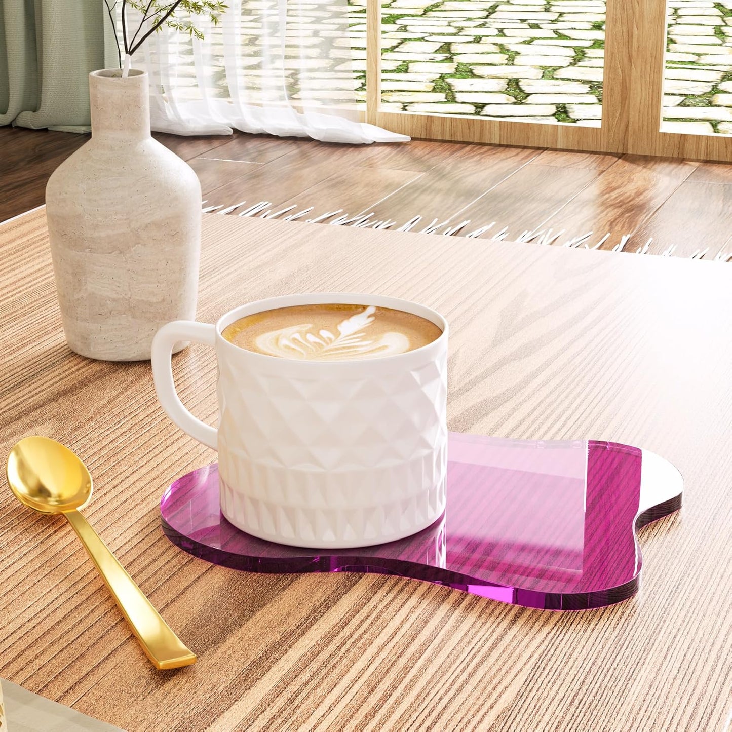 Acrylic Coaster Decorative Plates, Irregular Bar Drink Coaster, Clear Cloud Shape Coffee Cup Coaster, Perfect for Tabletop Protection and Accessories Display.(Gold)