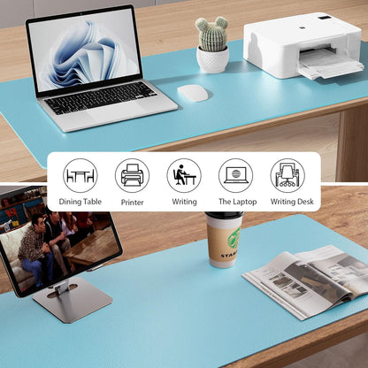 Aothia Leather Desk Pad Protector, Mouse Pad, Office Desk Mat, Non-Slip PU Leather Desk Blotter, Laptop Desk Pad, Waterproof Desk Writing Pad for Office and Home(Dark Blue,31.5" x 15.7") - Colors B