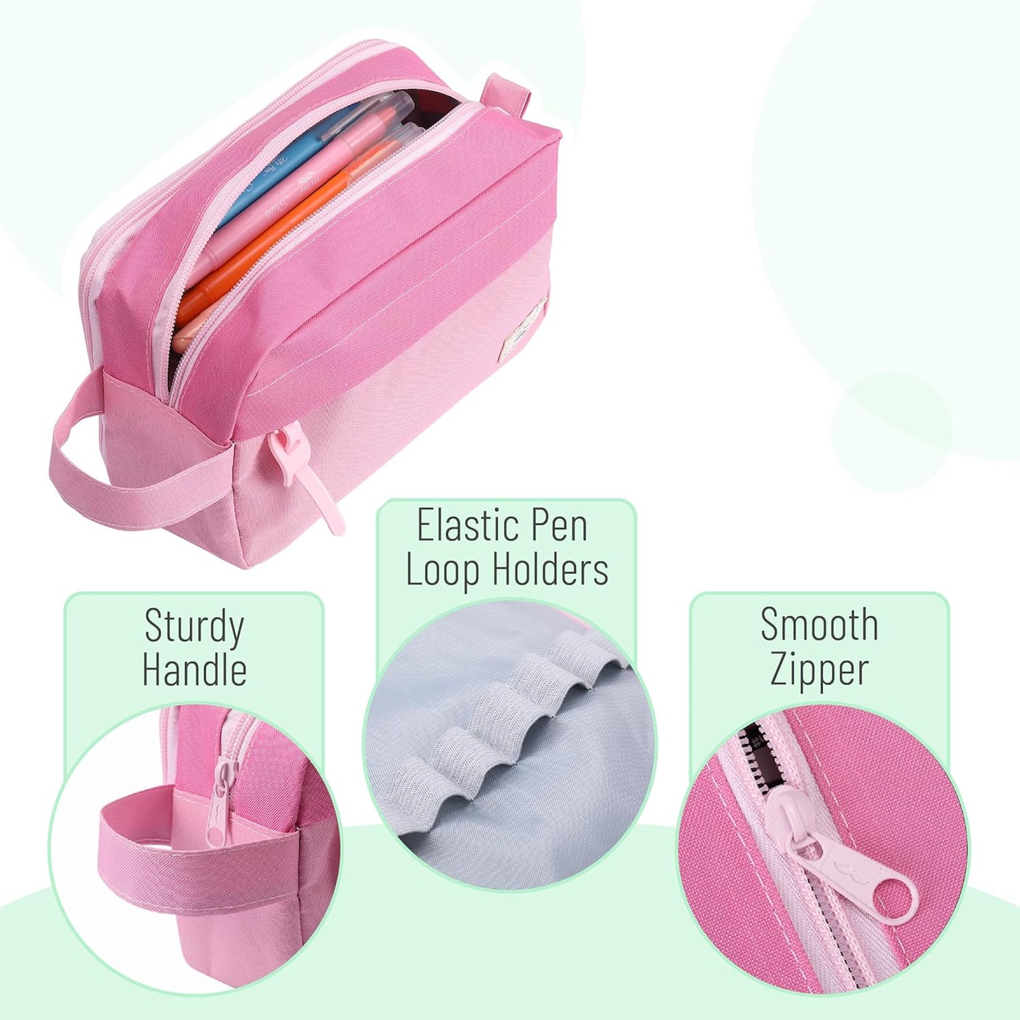 Mr. Pen- High Capacity Pencil Case, Large Pencil Pouch with 3 Compartments and 2 Pockets, Large Pencil Bag with Smooth Zipper, Cute Pencil Case Pouch Organizer, School Supplies for Teens