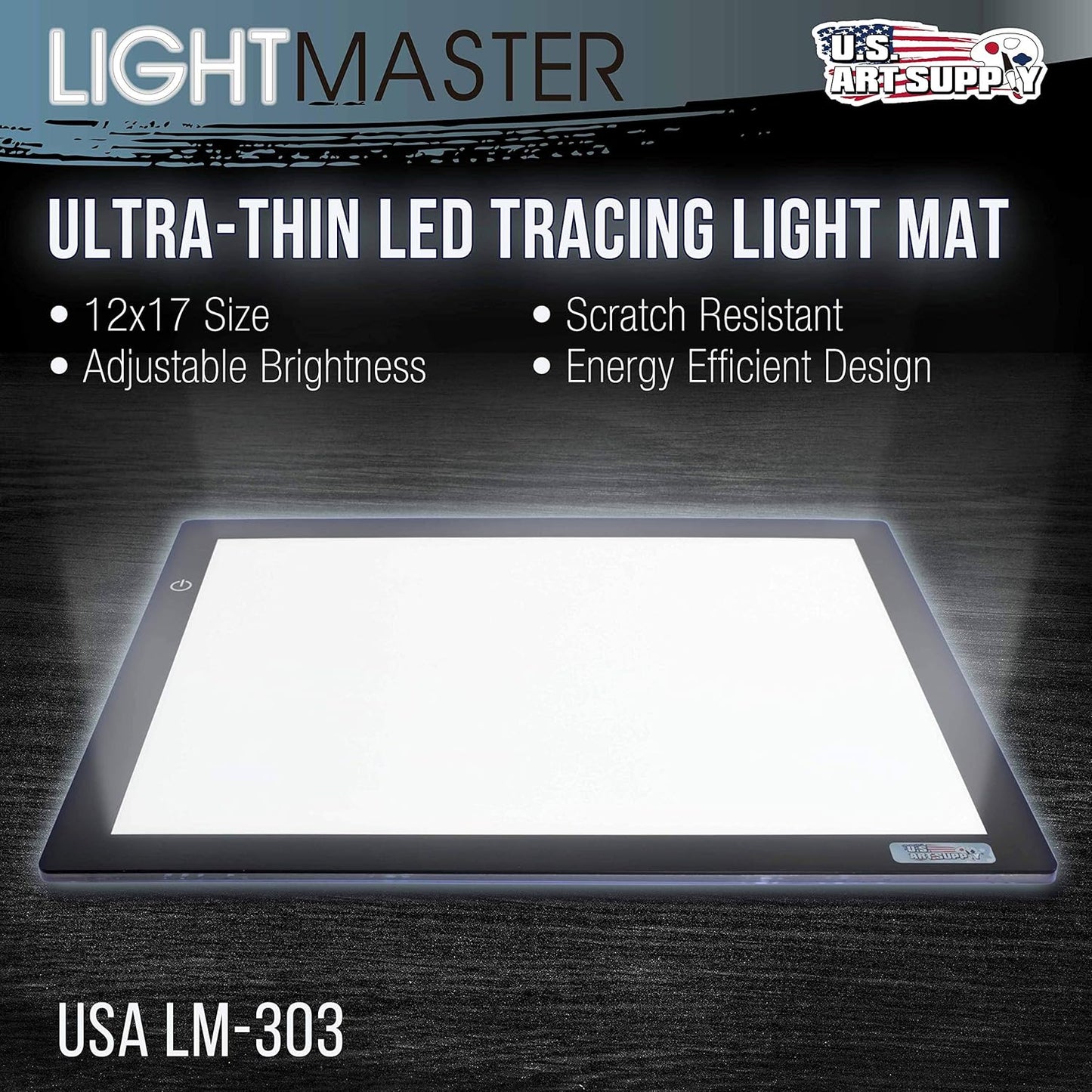 U.S. Art Supply Lightmaster USB Powered 18.75" Diagonal Pro Artist Size (A4) 9"x12" LED Lightbox Board - 5-Volt Light Bright Thin 3/8" Profile LED Light Box Pad with 110V AC Power Adapter, USB Adapter
