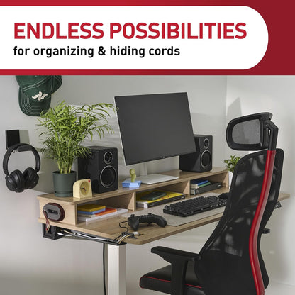 Command 5-Cord Clip Organizer and Wrap Bundle, 2 Clips, 1 Wrap and 6 Medium Strips, White, Great for Damage-Free Electronics Organization Under Desk or Wall Mount