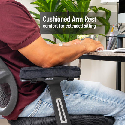 Mind Reader Air-Cloud Memory Foam Armrest Pads, Office & Gaming Chair Arm Rests, Elbow Support with Washable Cover, Black