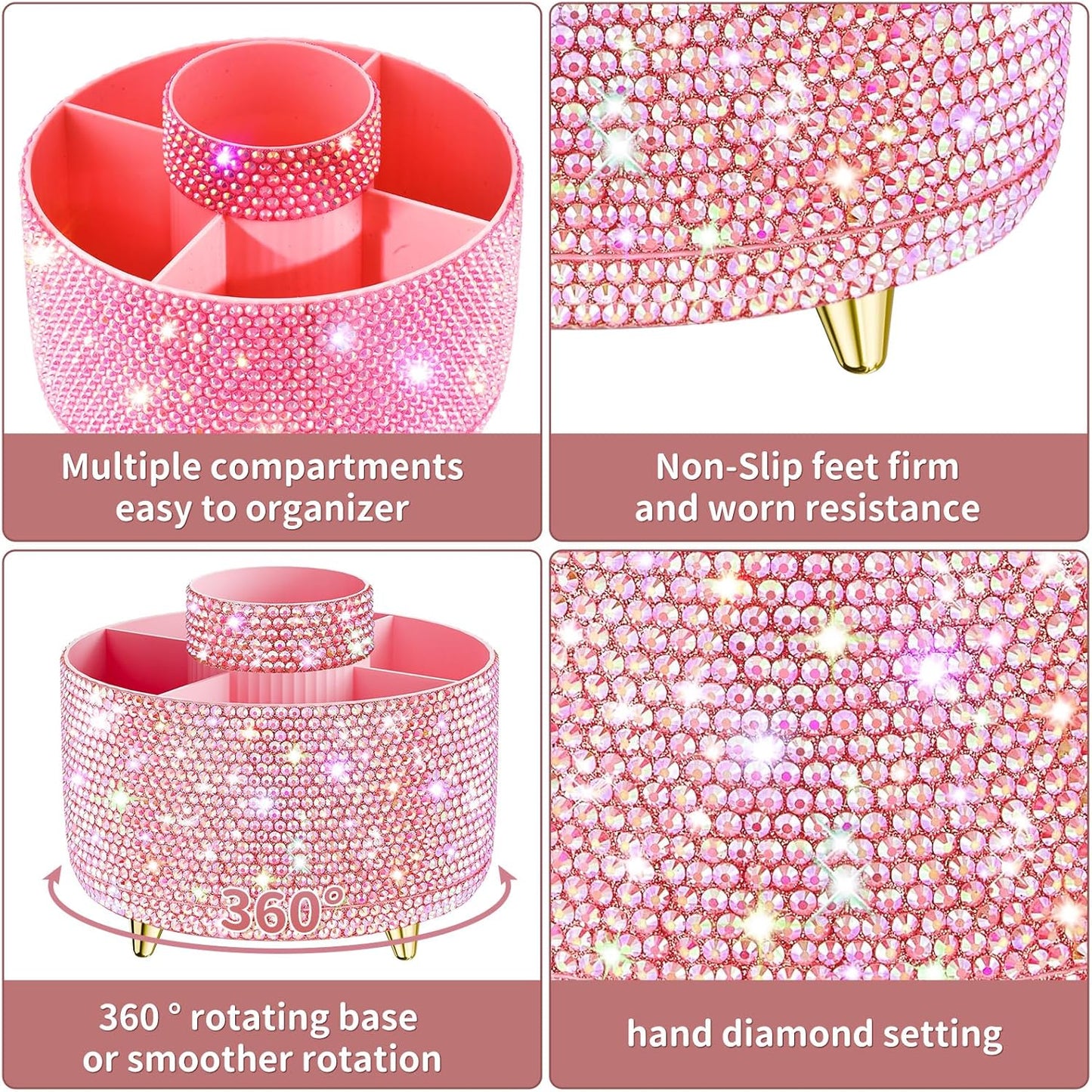 fanado 360° Rotate Makeup Brush Holder Organizer, Makeup Organizers Countertop, Makeup organization and Skincare Storage for Vanity, Desktop, Bathroom (White)