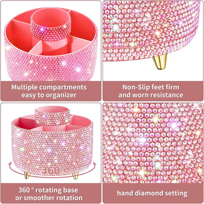 fanado 360° Rotate Makeup Brush Holder Organizer, Makeup Organizers Countertop, Makeup organization and Skincare Storage for Vanity, Desktop, Bathroom (White)