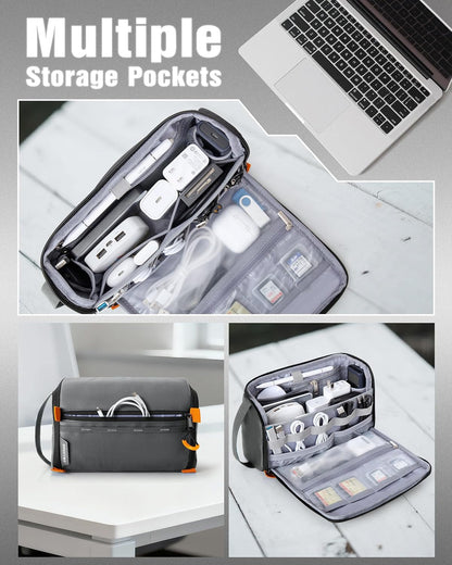 Smasrob Electronics Organizer Travel Case, Water Resistant Tech Bag Charger Pouch for Cord, Cable, Cards, Phone, Airpods, Black