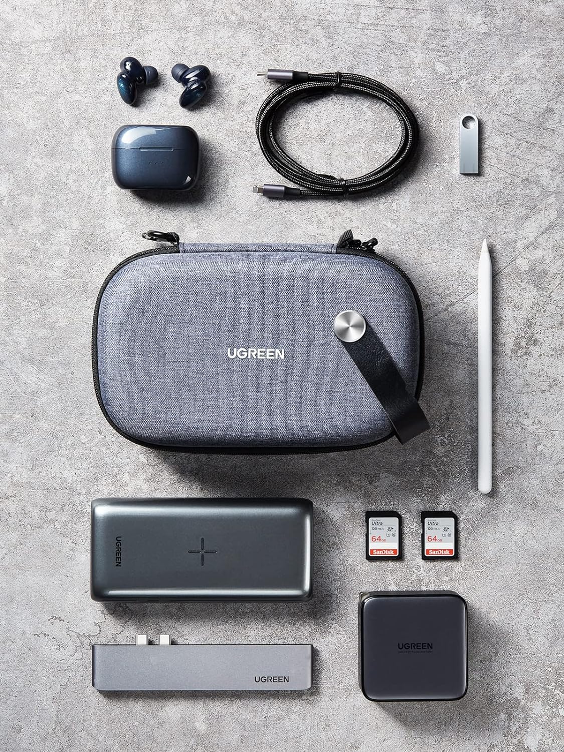 UGREEN Electronic Organizer Travel Case Pouch Bag Accessories Portable Waterproof Storage Bag Travel Essentials with Cable USB Flash Drive Charger External Battery Memory Card