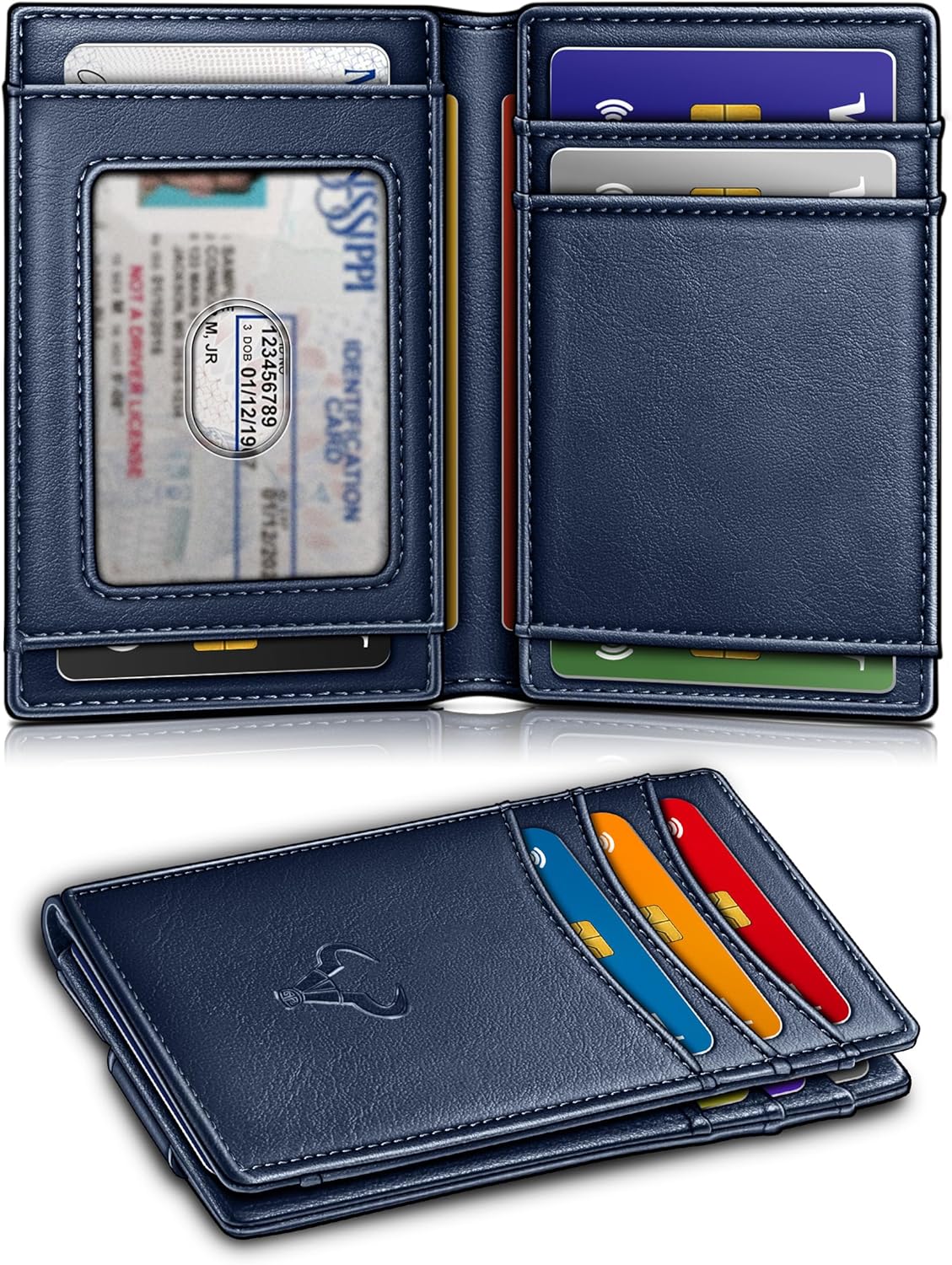 BULLIANT Men Airtag Wallet,Slim Wallet Money Clip Card Holder Magnetic Closure 12 Cards in Front Pocket RFID Blocking