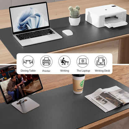 Aothia Non-Slip Waterproof PU Leather Desk Pad Protector for Mouse, Writing Desk, Office, Home, Laptop Blotter, 23.6" x 13.7", Black - Colors B