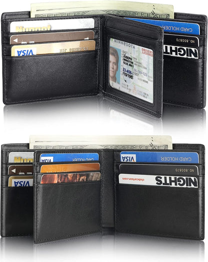 Mens Wallet With AirTag Holder, Bifold Leather RFID Blocking 1-2 ID Windows 12-13 Card Holders, Gift Box and Screen Protector Included, AirTag Not Included