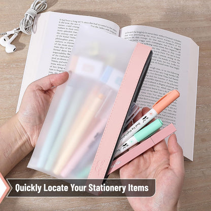 Mr. Pen- Clear Pencil Pouch, 8.50"x4.25", 3 Pack, Durable TPU Material, Medium Water-Resistant Pencil Bags with Smooth Zipper, Multipurpose Clear Pouch for Stationery, School, Office, Travel Supplies