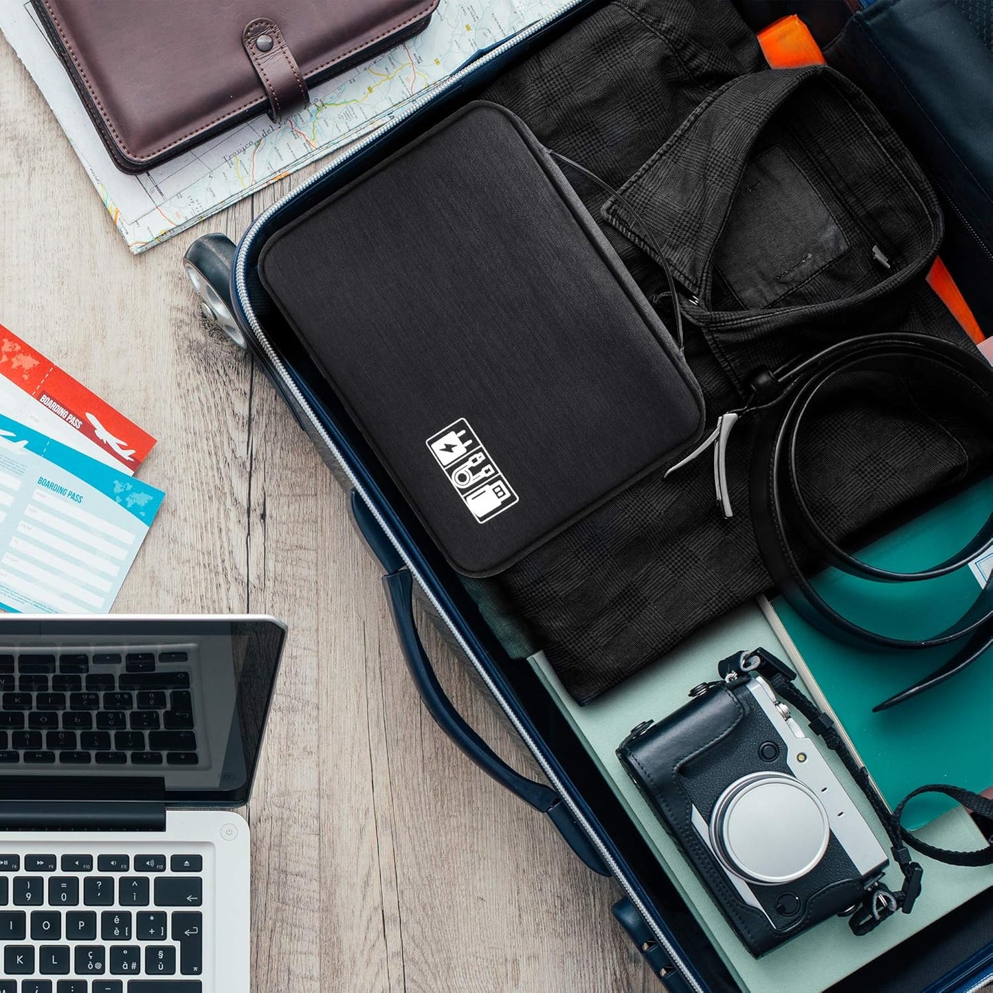 SELLYFELLY Electronic Bag Travel Cable Accessories Bag Waterproof Double Layer Electronics Organizer Portable Storage Case for Cable, Cord, Charger, Phone, Adapter, Power Bank, Kindle, Hard Drives
