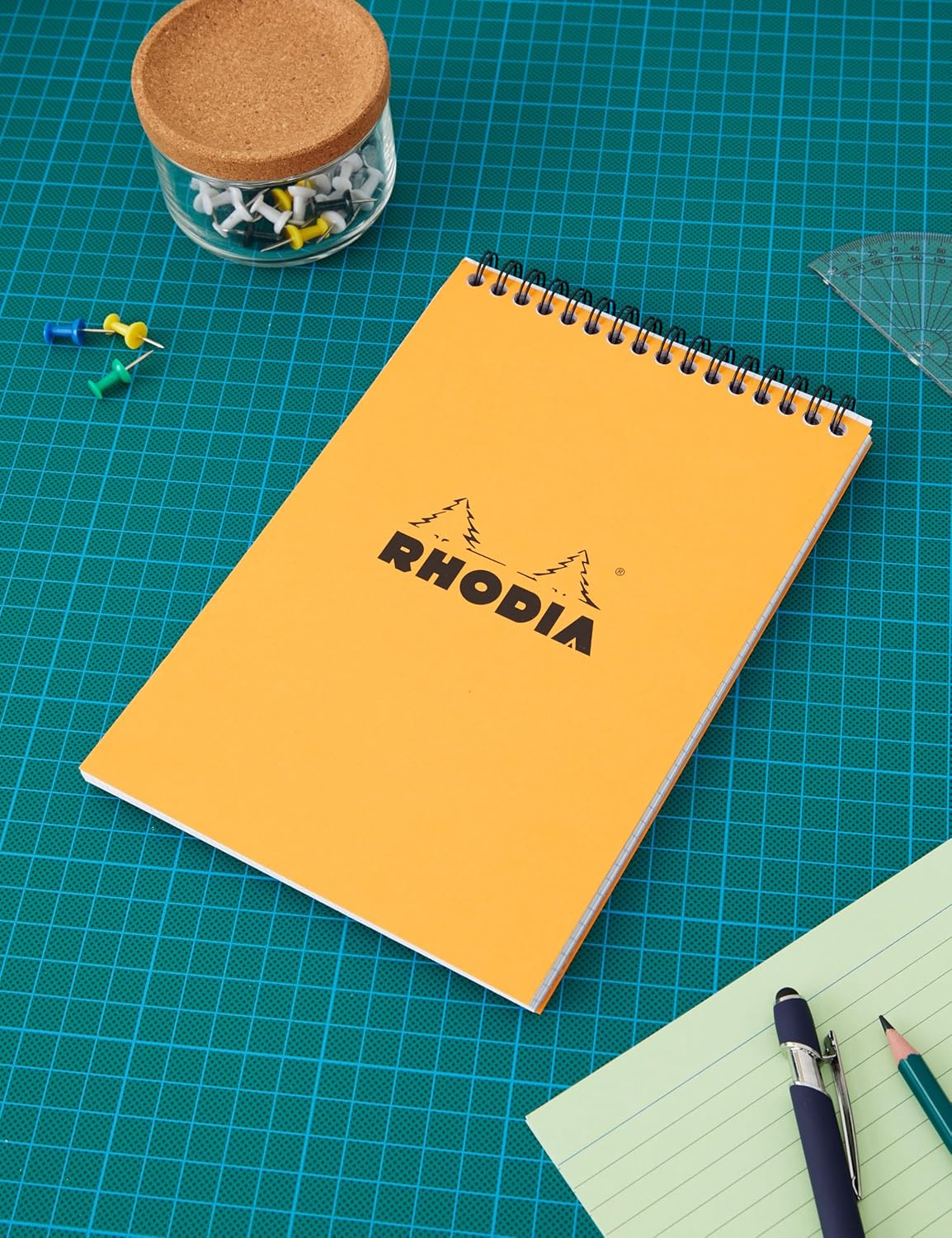 Rhodia #16 Wirebound Notepad 5.8" x 8.3" Dot Pad, Orange Cover
