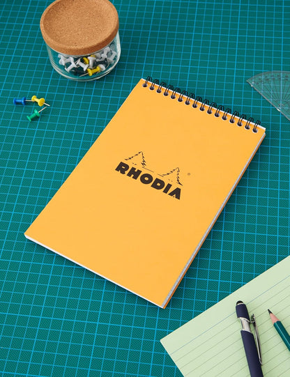 Rhodia #16 Wirebound Notepad 5.8" x 8.3" Dot Pad, Orange Cover