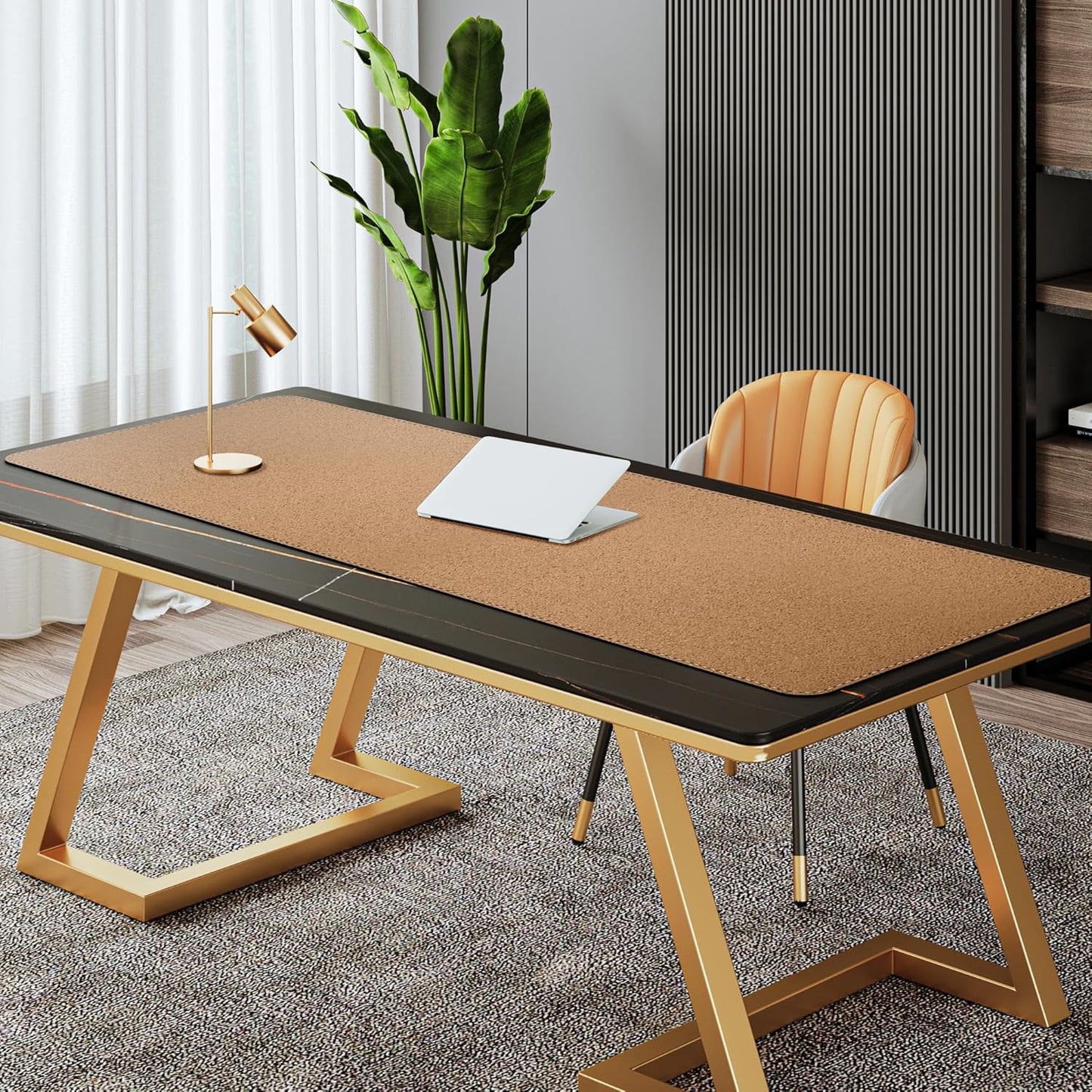 Mydours 40" x 20" Extra Large Desk Mat, PU Leather & Cork Desk Pad, Large XXL Desk Mouse Pad for Workstation, Office, Home, Computer Desk Mat with Keyboard & Mouse (Black)