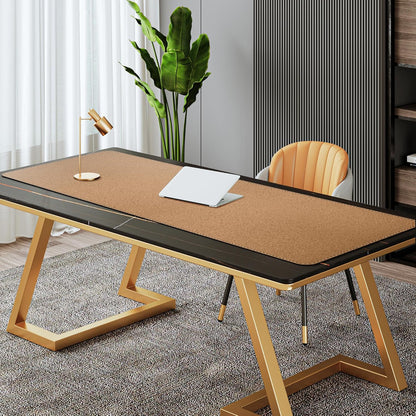 Mydours 40" x 20" Extra Large Desk Mat, PU Leather & Cork Desk Pad, Large XXL Desk Mouse Pad for Workstation, Office, Home, Computer Desk Mat with Keyboard & Mouse (Black)