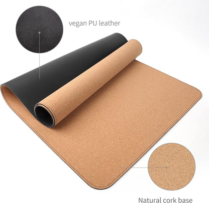 RENMTURE Dual-Sided Mouse Pad, Natural Cork & PU Leather Large Desk Pad for Office and Home Work, Desk Protector Non-Slip, Waterproof, Easy Clean (Olive Green, 32"x16")