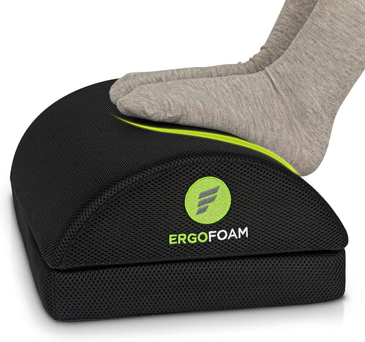 ErgoFoam Foot Rest for Under Desk at Work Adjustable - Chiropractor-Endorsed, High-Density Foam, Velvet (Black)