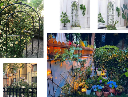 2 Pack 70.8" H x 19.7" W Metal Garden Trellis with Black Coating, Wire Lattice Grid Panel for Climbing Plants Outdoor Roses Vine Cucumbers Vegetables Flower Support (70.8" H, 2 Pack)