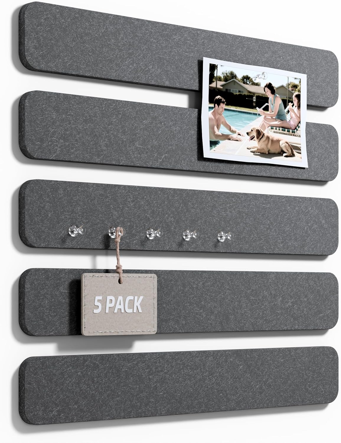 Fluxynara Cork Board Alternative Felt Strip Board 8-Pack 13"x2", Office Pin Board with 50 Push Pins, Adhesive Install for Bedroom Door & Home Office(Linen Dusk)